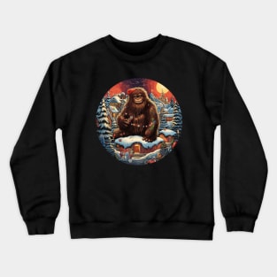 Bigfoot Squatching Through The Snow Sasquatch Christmas Xmas Crewneck Sweatshirt